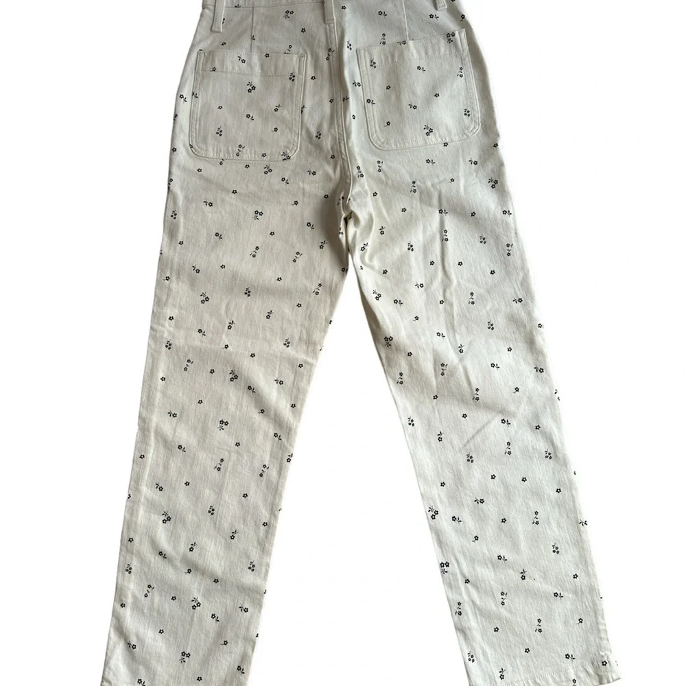 J.CREW Straight Leg Crop White With Flower Design Jeans Size 27T BNWT